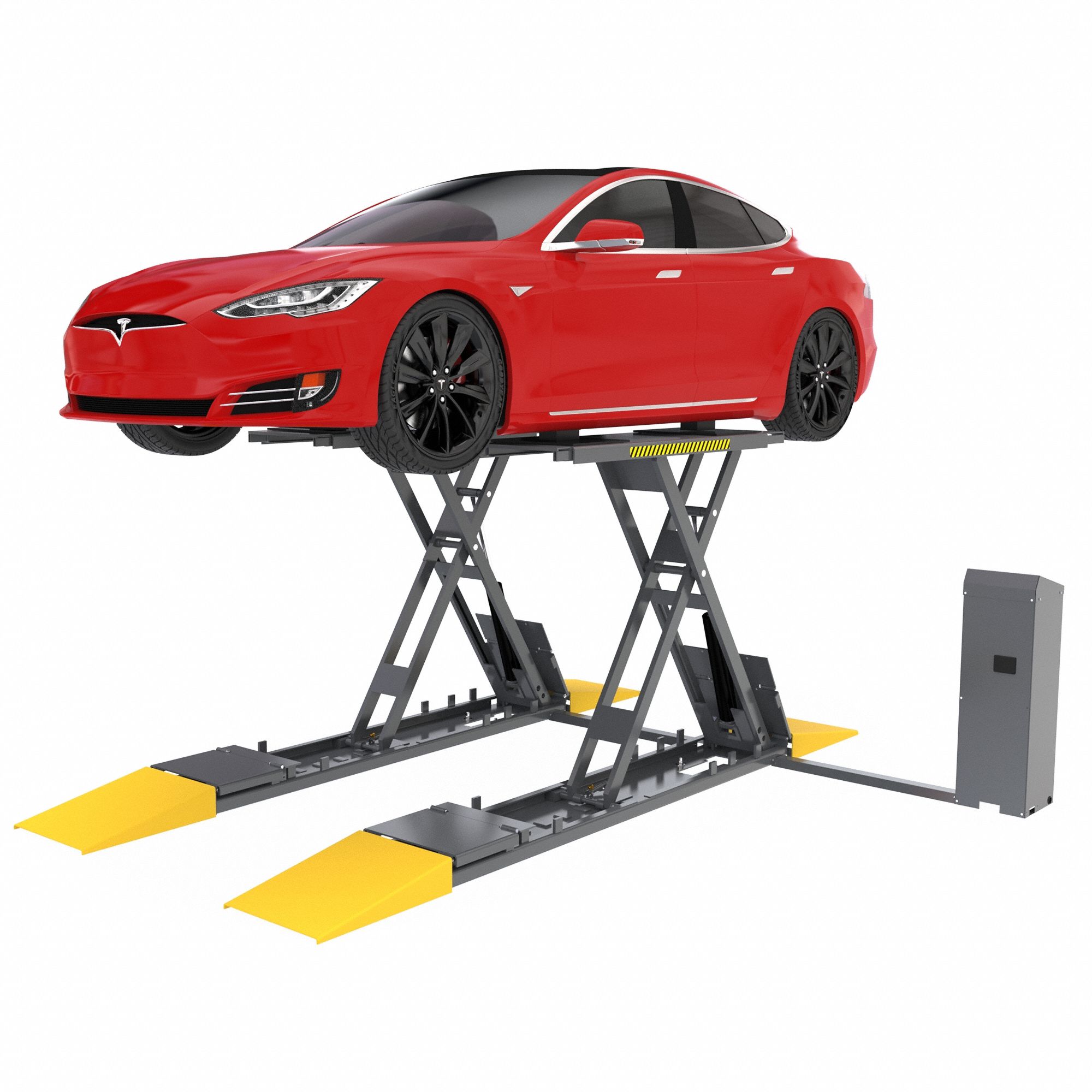 Vehicle Lift: 2-Runway Alignment Scissor Lift, Electric/Hydraulic, 7, 000 lb Load Capacity