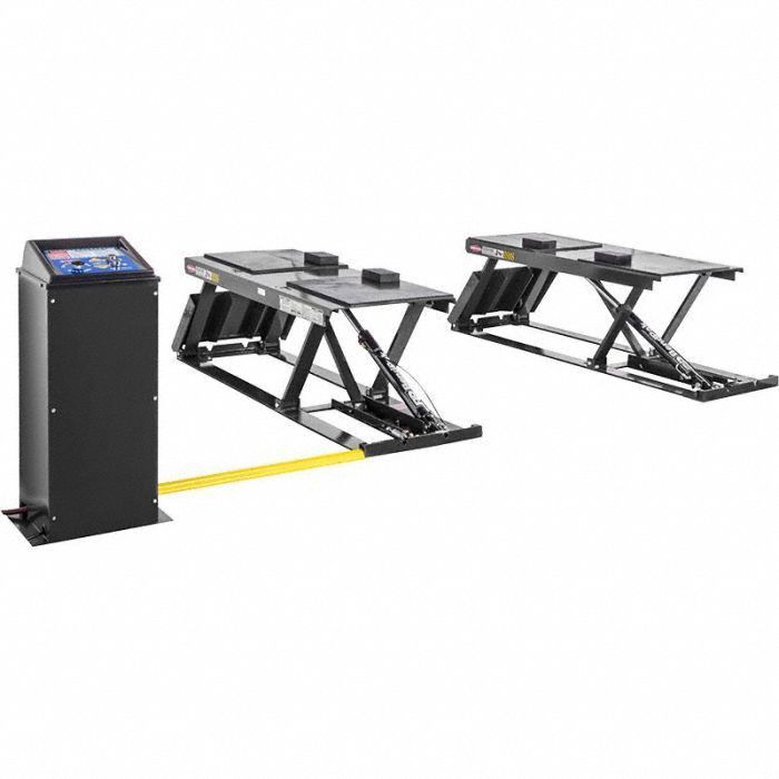 Vehicle Lift: Powertrain Scissor Lift, Electric/Hydraulic, 9, 000 lb Load Capacity, Steel
