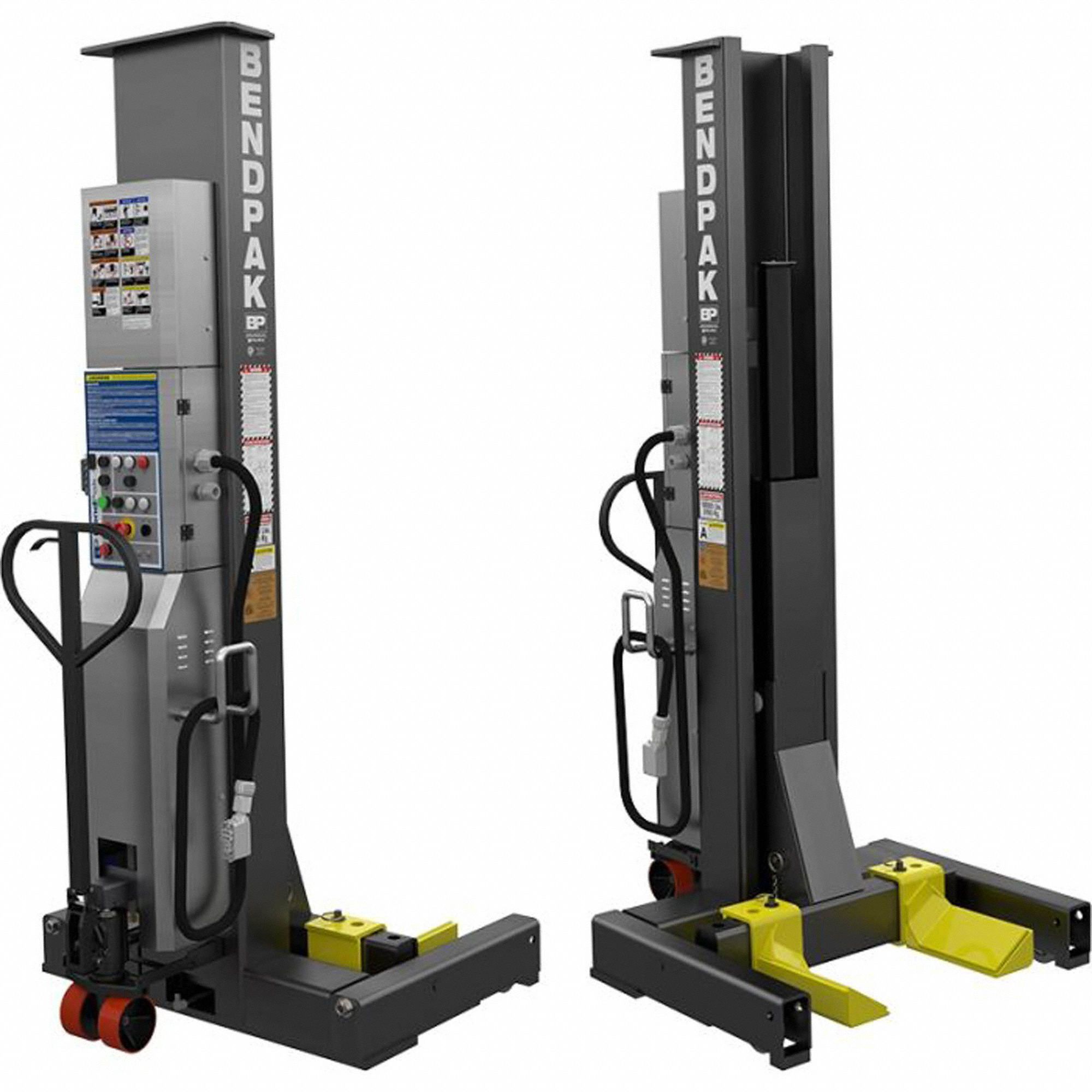 Vehicle Lift: Forked Mobile Column Lift, Electric/Hydraulic, 36, 000 lb Load Capacity, Steel