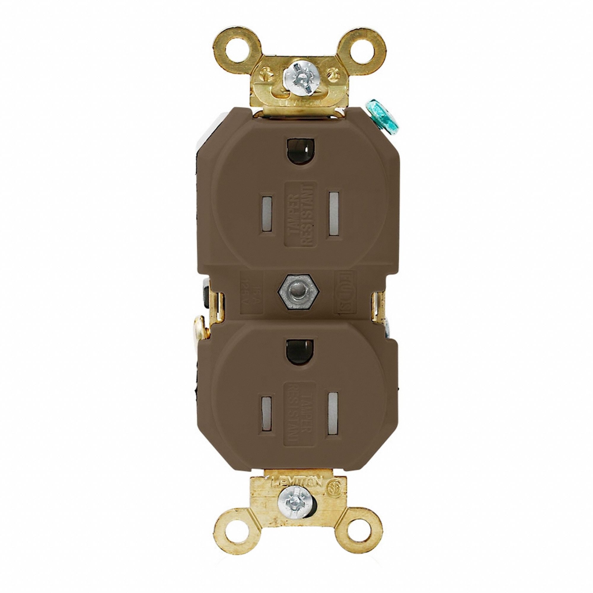 Dup Rec 15A 125V TR Self-Gr Brn