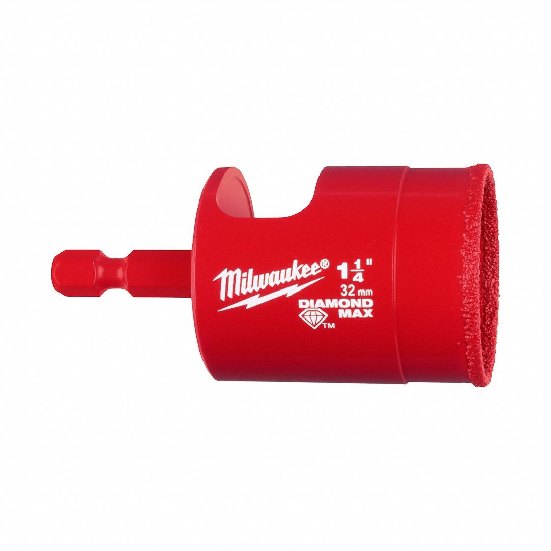 Hole Saw: 1 1/4 in Saw Dia., 1 1/2 in Max. Cutting Dp, Diamond Grit