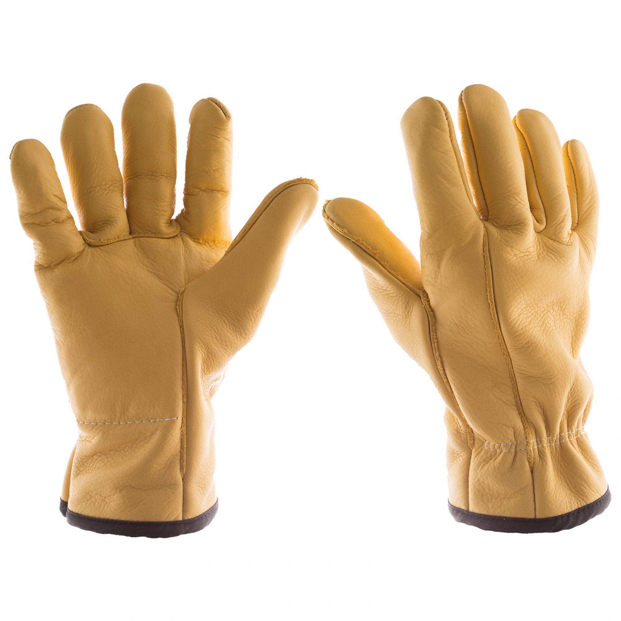 LEATHER GLOVES, M (8), LEATHER GLOVE, FULL FINGER, PADDED PALM, SHIRRED SLIP-ON CUFF