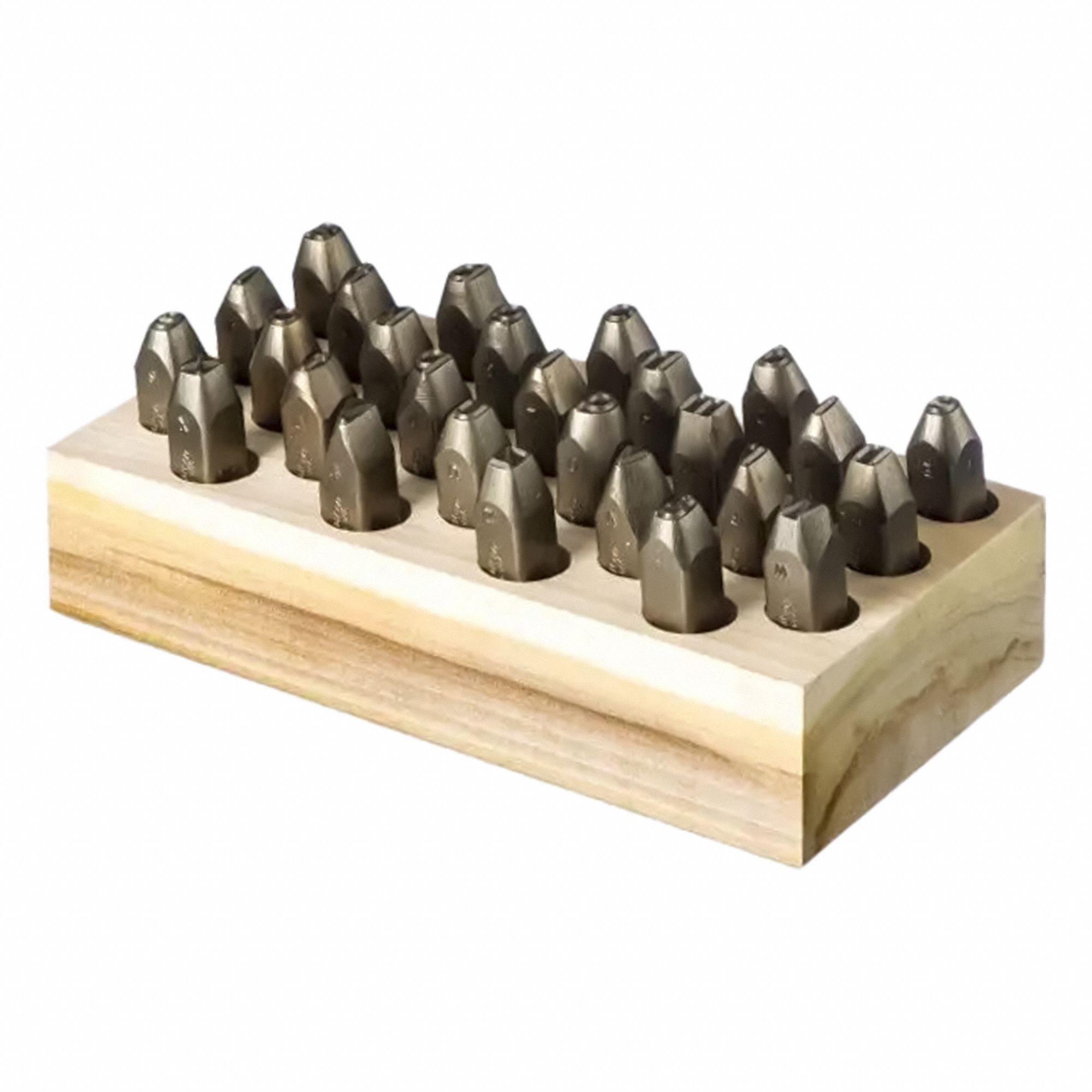 Hand Stamp Kit: Ampersand (&)/A thru Z, 3/16 in Character Ht, 2 3/8 in Shank Lg, Steel