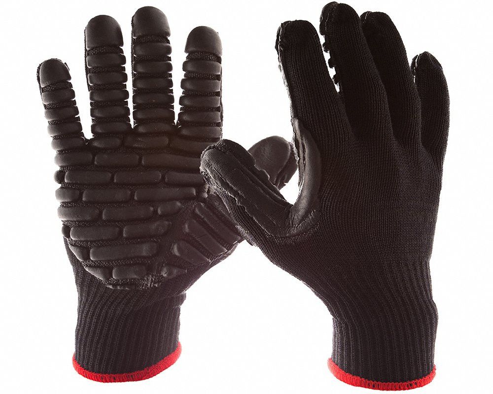 Anti-Vibration Gloves, L, Black, PR