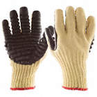 COATED GLOVES, M (8), KNIT GLOVE, FULL FINGER, YELLOW, KNIT CUFF, BLOCKS, DOTTED