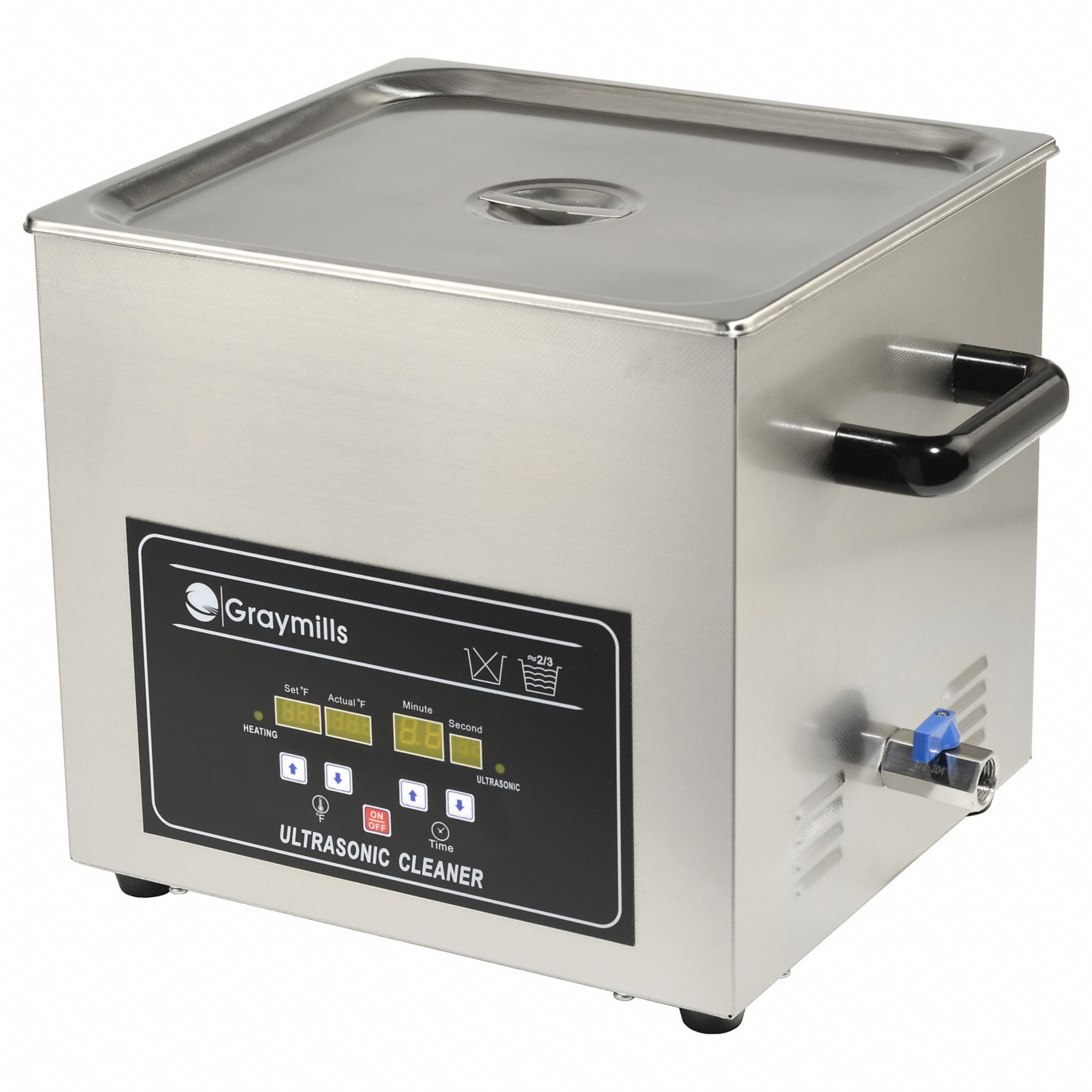 Digital Parts Washer: Ultrasonic, 304 Stainless steel, 4 gal Fluid Capacity