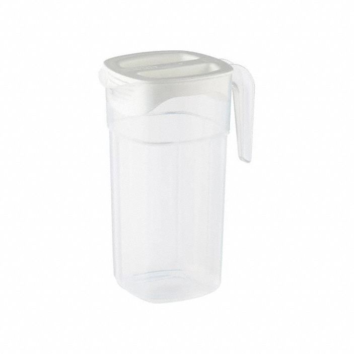 Pitcher: 60.8 oz Capacity, White, Plastic, NSF Certified