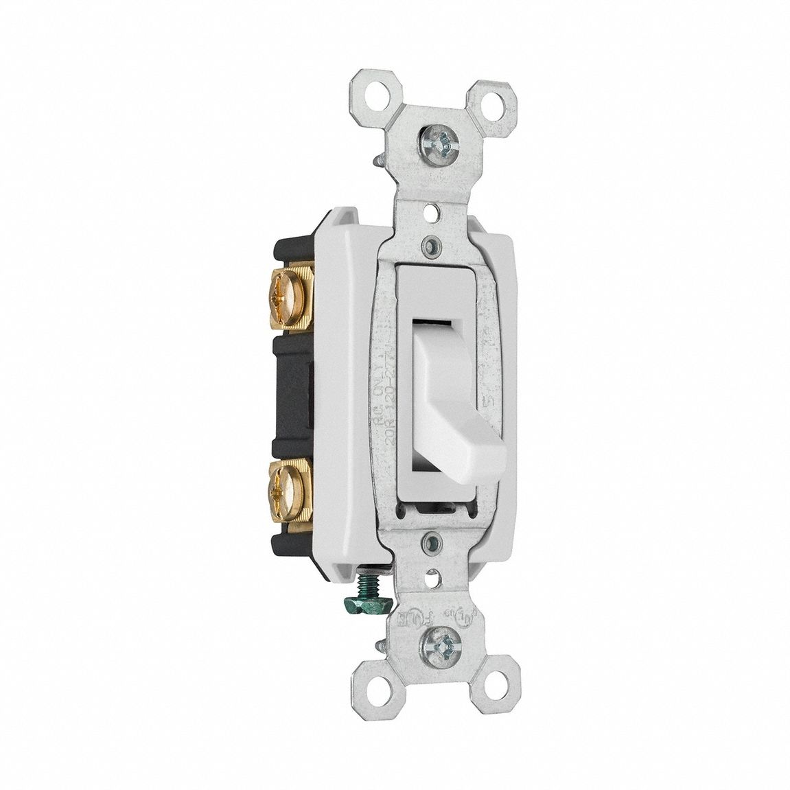 Wall Switch: Toggle Switch, 3-Way, White, 20 A, 120/277V AC, Screw Terminals