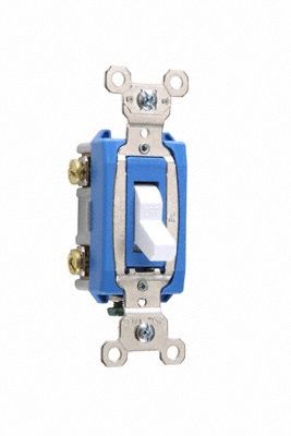 Wall Switch: Toggle Switch, Double Pole, White, 15 A, 120/277V AC, Screw Terminals