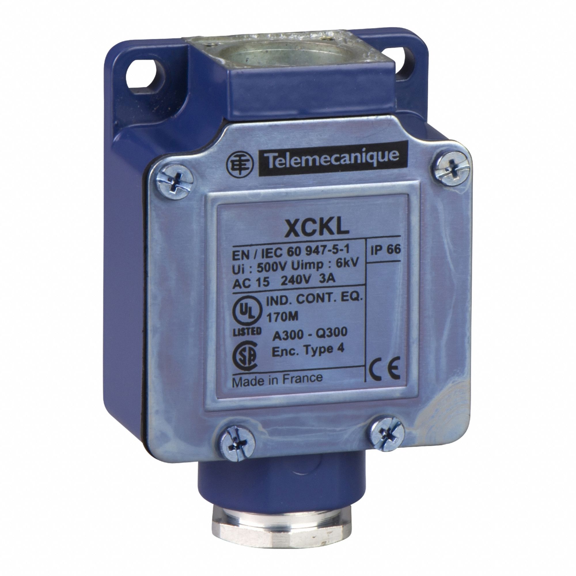 Limit Switch Body: EN50047 Body, 2 Mounting Holes, 1NO/1NC, Metallic