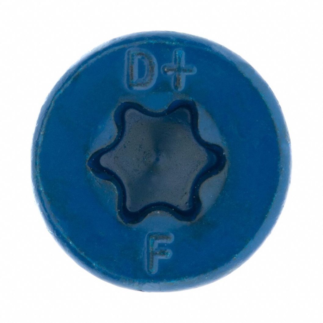 Concrete Anchor Screw: 4 in Overall Lg, 9/64 in Dia, Steel, Zinc-Plated, Torx, Flat, 100 PK