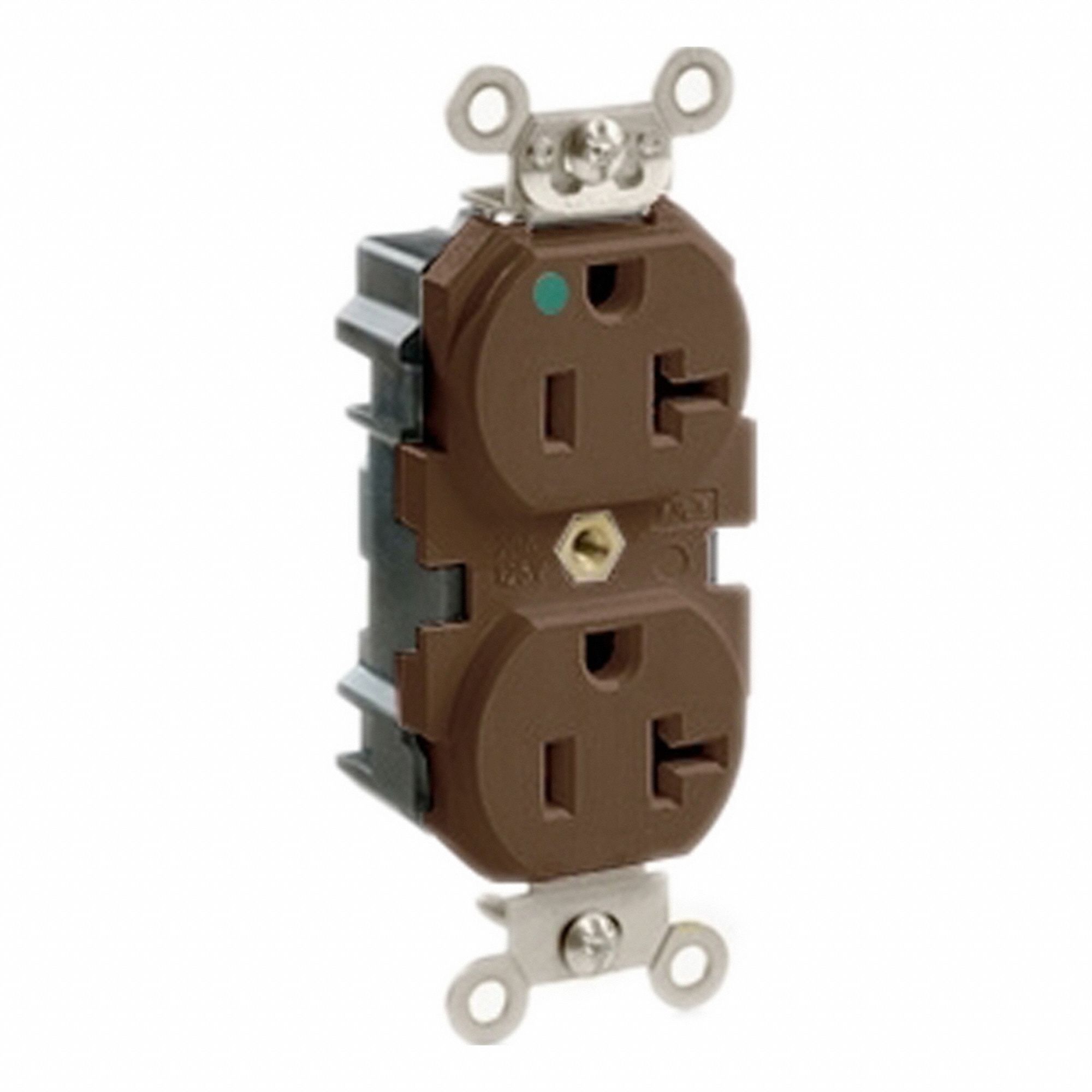 Lev-Lok Rec 20A 125V TR/HG Brn
