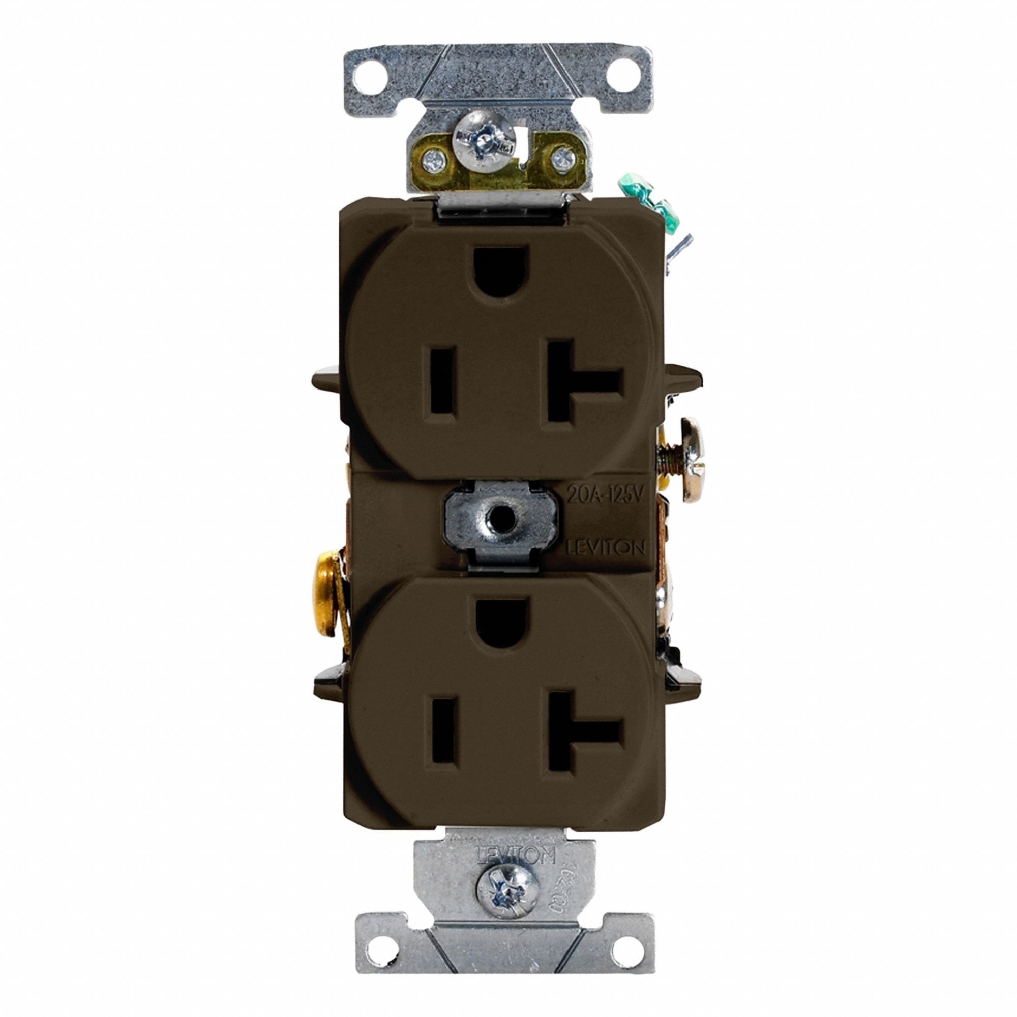 Duplex Receptacle Outlet: Duplex, 5-20R, 125V AC, 20 A, Brown, 2 Pole / 3 Wire