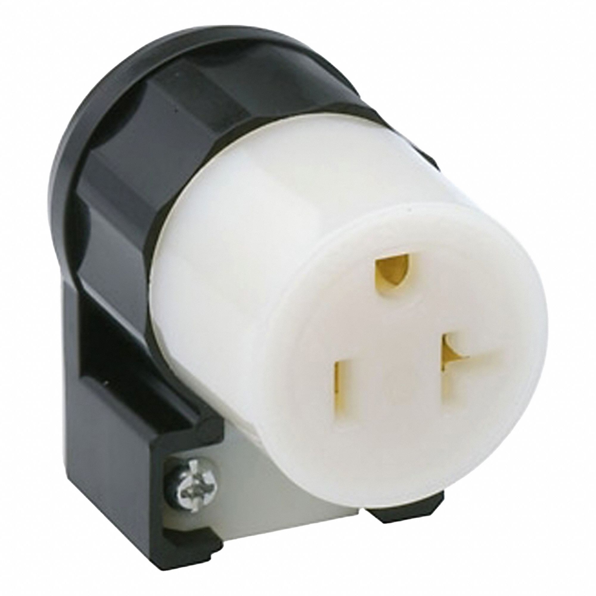 Straight Blade Connector: 5-20R, 20 A, 125V AC, 2 Poles, Black/White, Screw Terminals