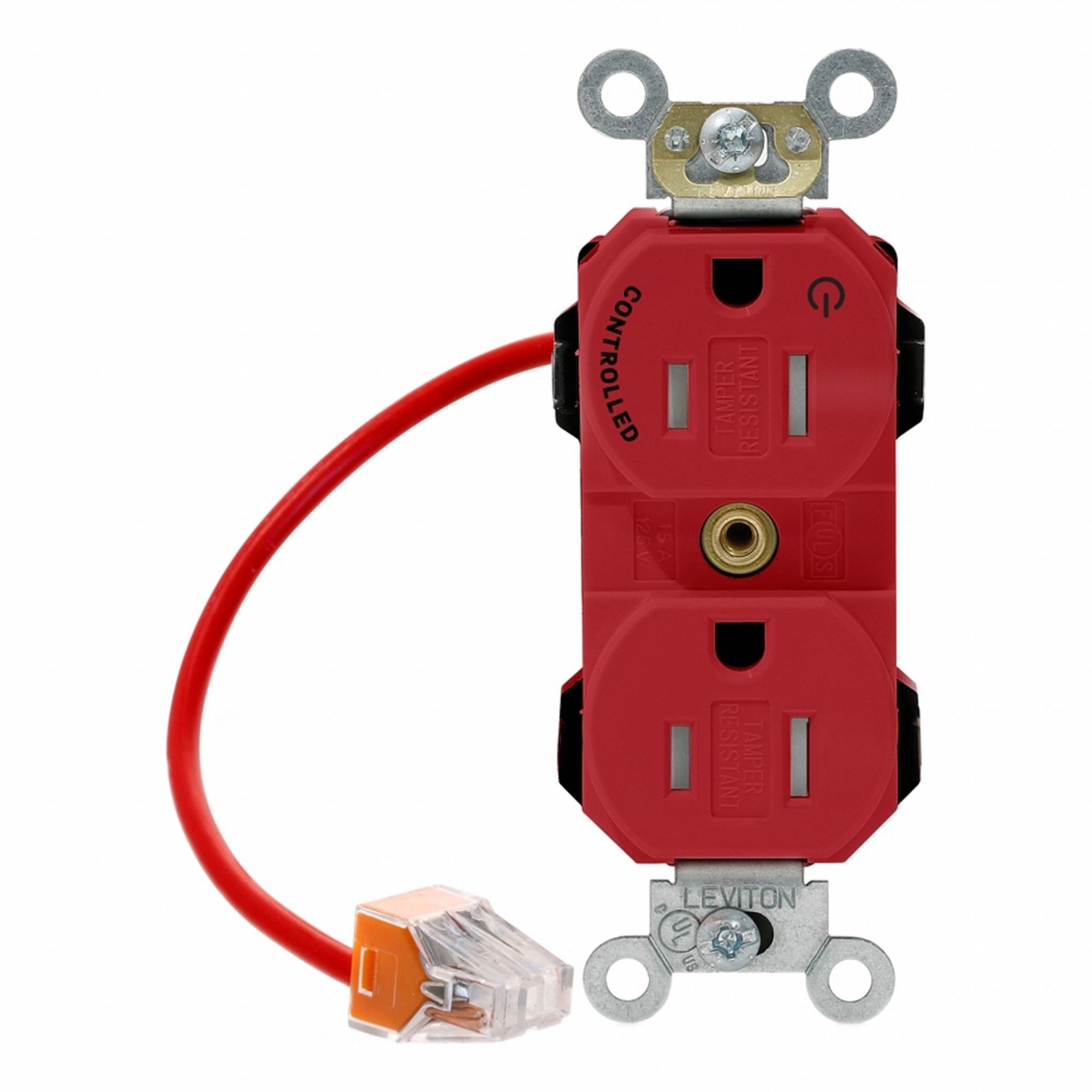 Lev-Lok Rec 15A 125V TR 1Mrk-Ctrl Red