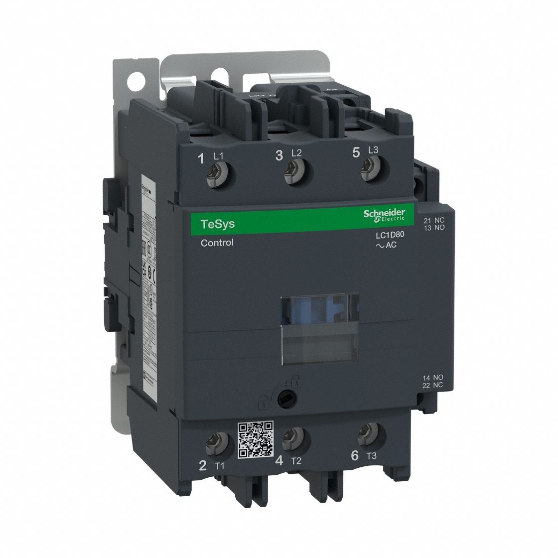 IEC Magnetic Contactor: Non-Reversing, 3 Poles, 3NO Contacts, 80 A, 200V AC Coil, 1NO/1NC