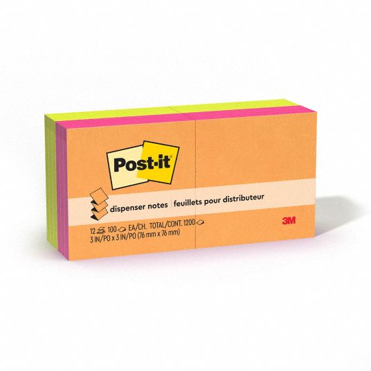 3M, Acid Lime/Aqua Splash/Power Pink/Vital Orange, Std, Sticky Notes ...