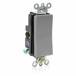 Wall Switch: Rocker Switch, 3-Way, Gray, 20 A, 120/277V AC, Screw Terminals