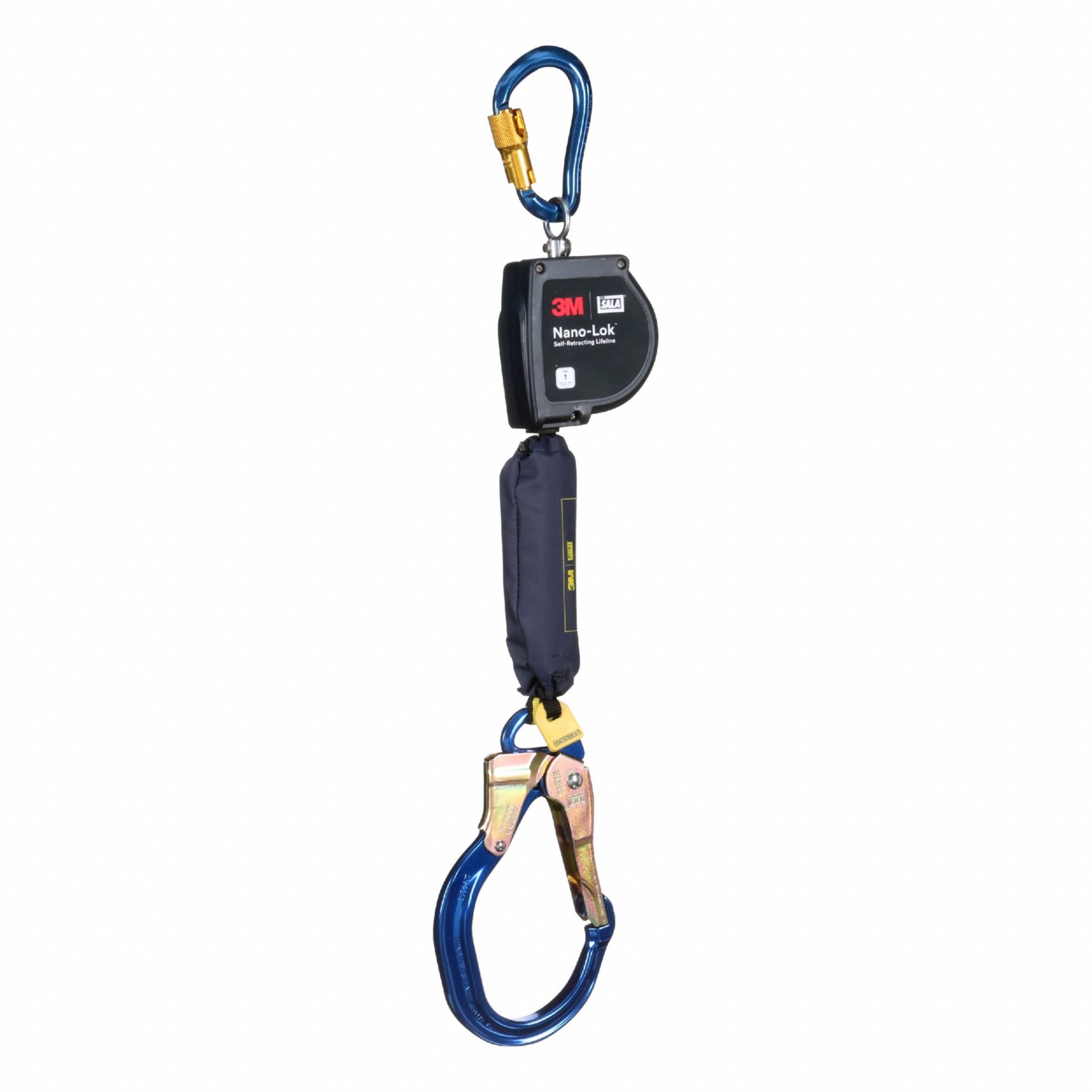 Self Retracting Lifeline: Aluminum Rebar Hook Anchor, Harness Aluminum Carabiner, Sealed