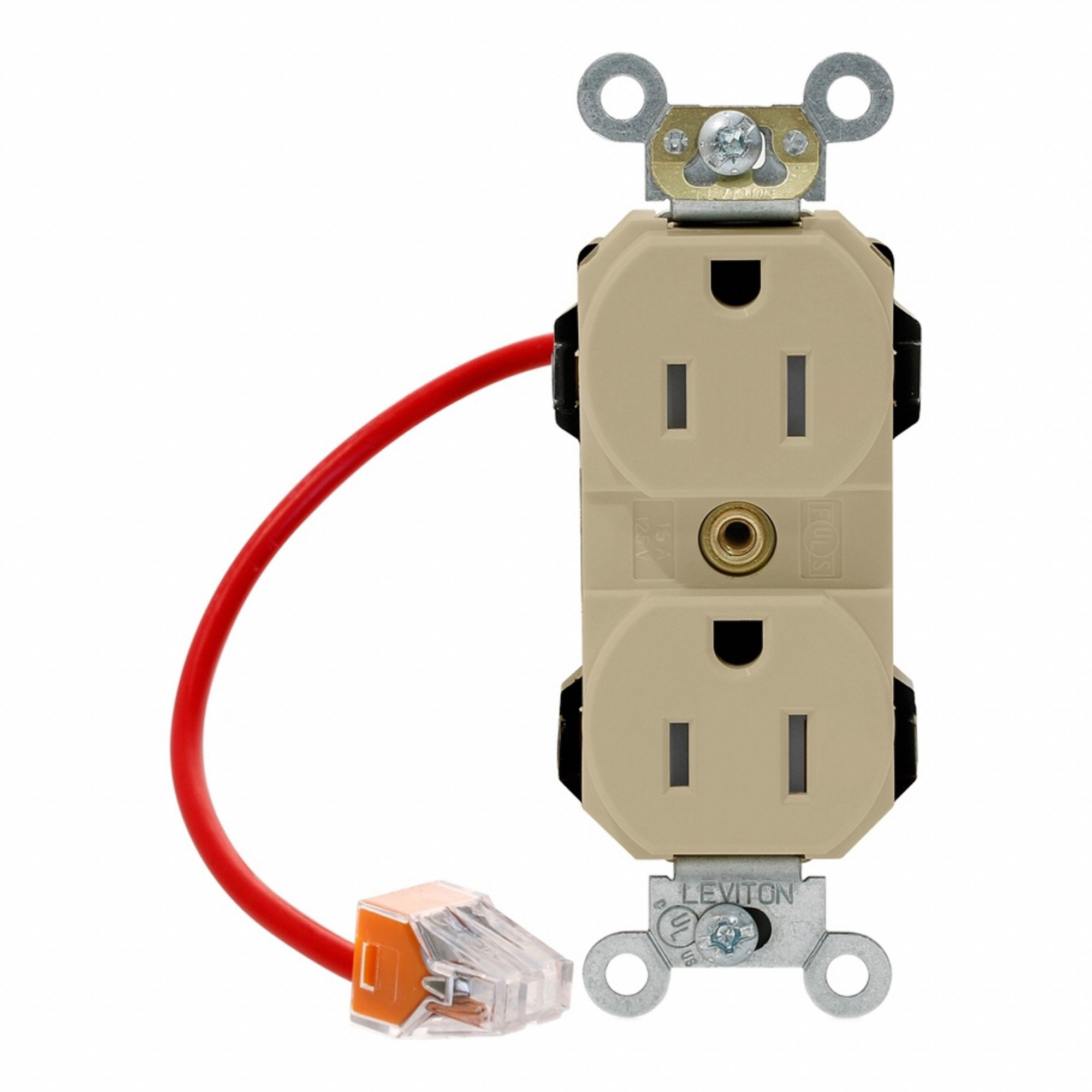 Lev-Lok Rec 15A 125V Self-GR/SC Ivr