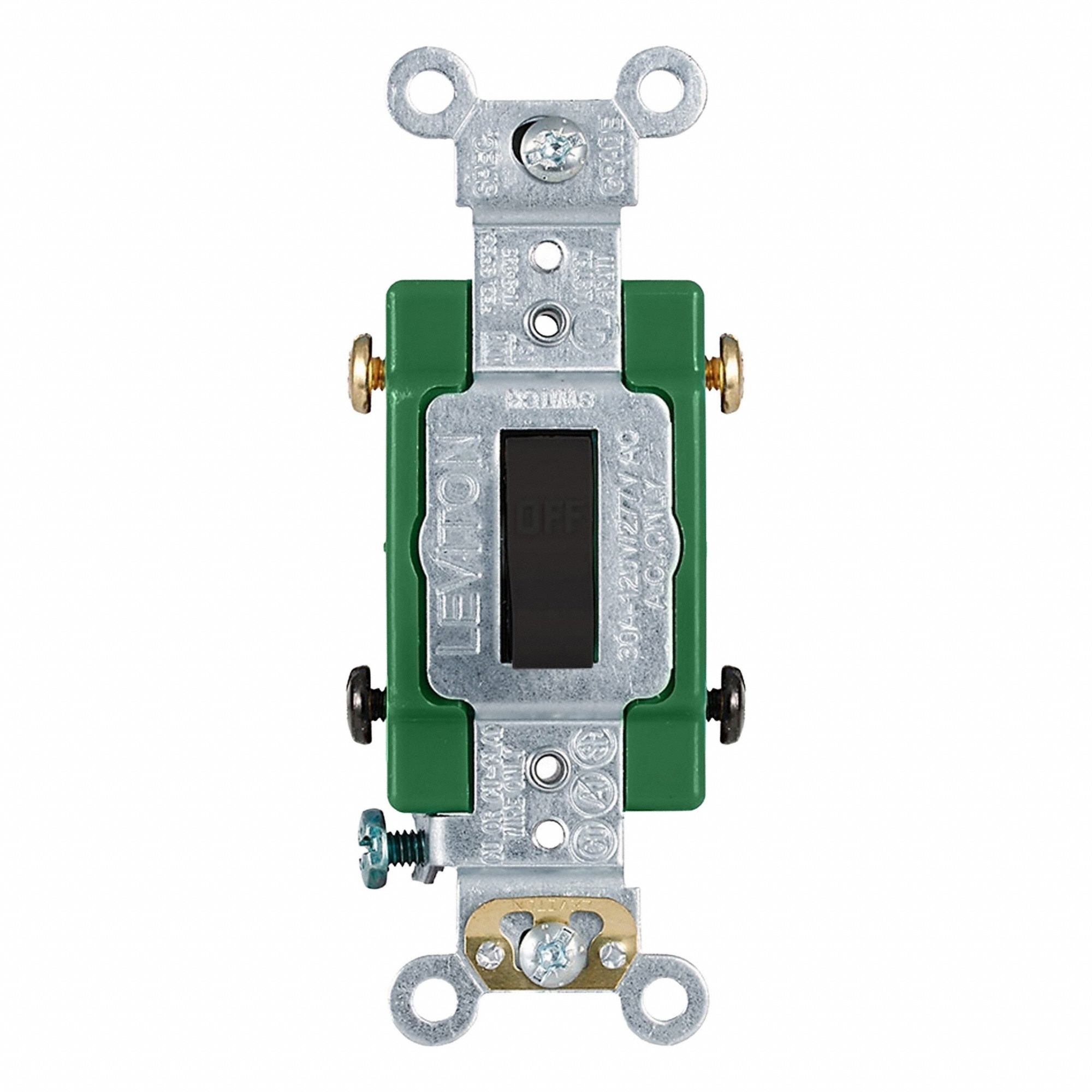 AC Quiet Switch: Toggle Switch, Double Pole, Black, 30 A, 120/277V AC, Screw Terminals