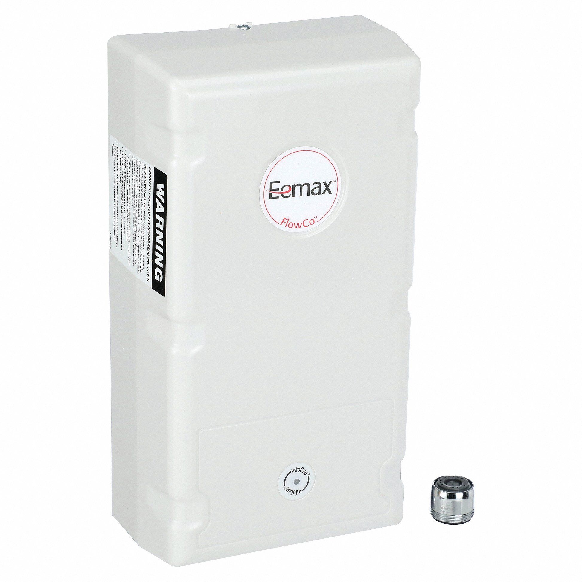 Electric Tankless Water Heater: FlowCo, 240V AC, 3, 500 W, 15 A Current, 2 gpm Max. Flow Rate