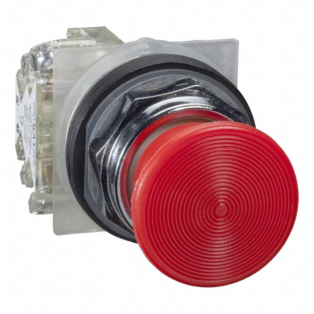 Mushroom Head Push Button: Non-Illuminated, Mushroom Head Profile, Non-Metallic