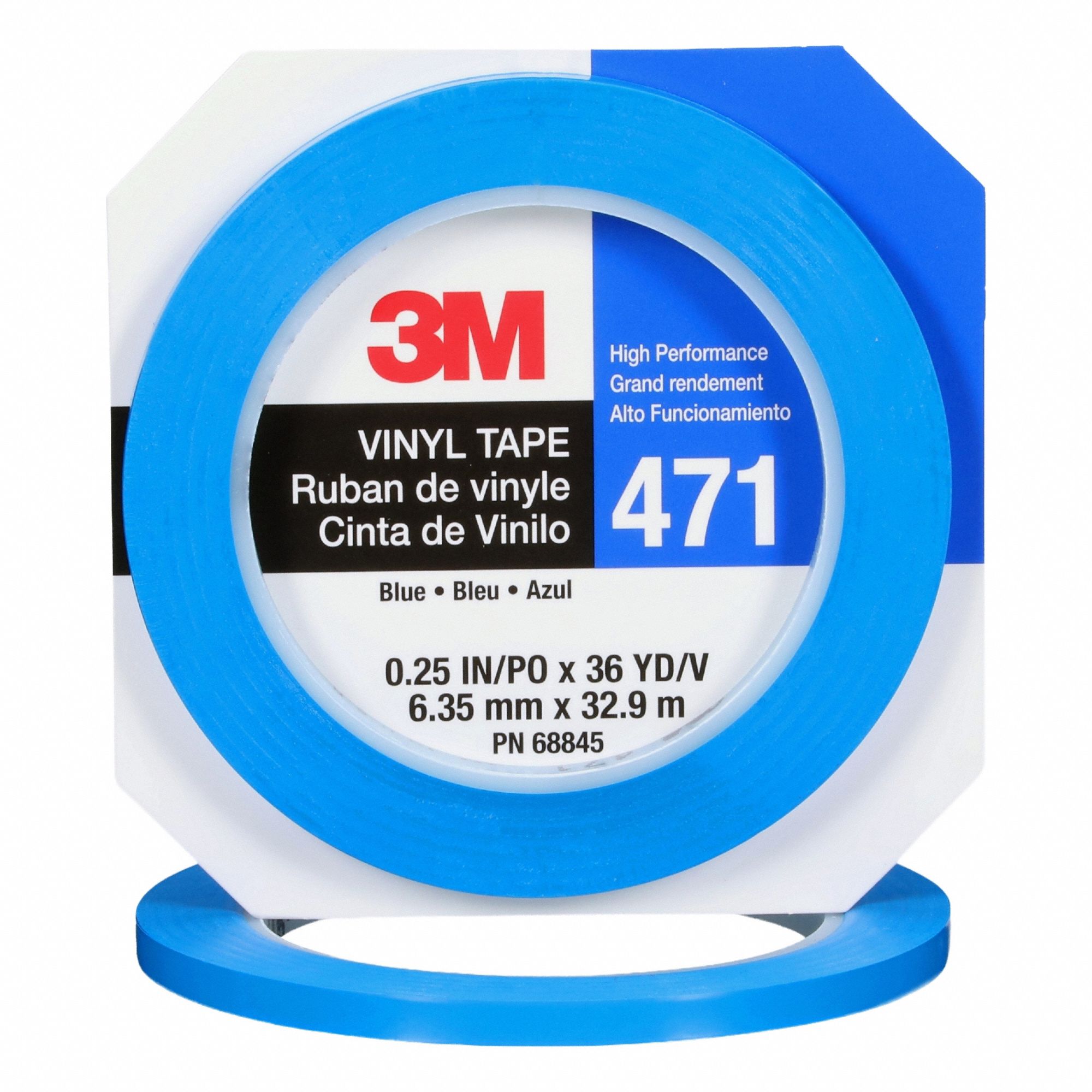 Floor Marking Tape: Gen Purpose, Solid, Blue, 1/4 in x 108 ft, 5.2 mil Tape Thick, 3M™, 144 PK
