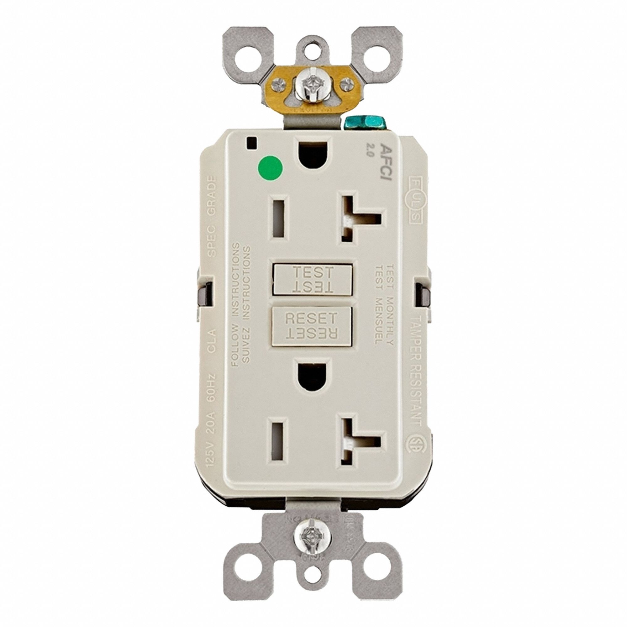 Duplex Receptacle Outlet: Duplex, 5-20R, 20 A, 125V AC, Light Almond, Screw Terminals