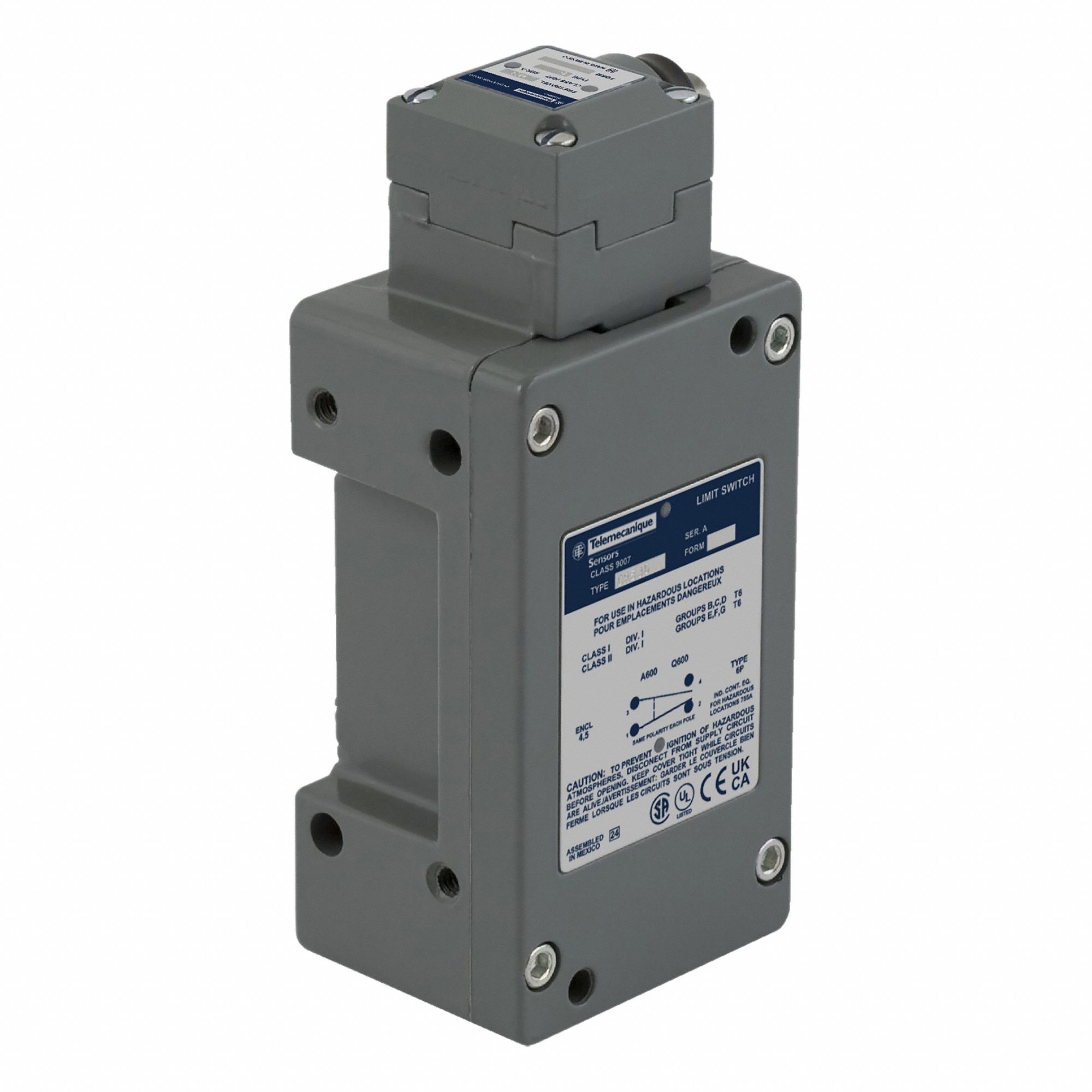 Hazardous Location Limit Switch: Plunger Actuator, Metallic, Plunger, 0.08 in