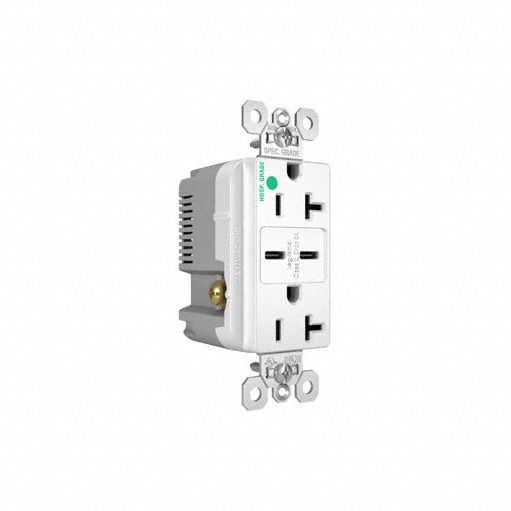USB Receptacle: 5-20R, 20 A, 125V AC, White, C USB Connection Type