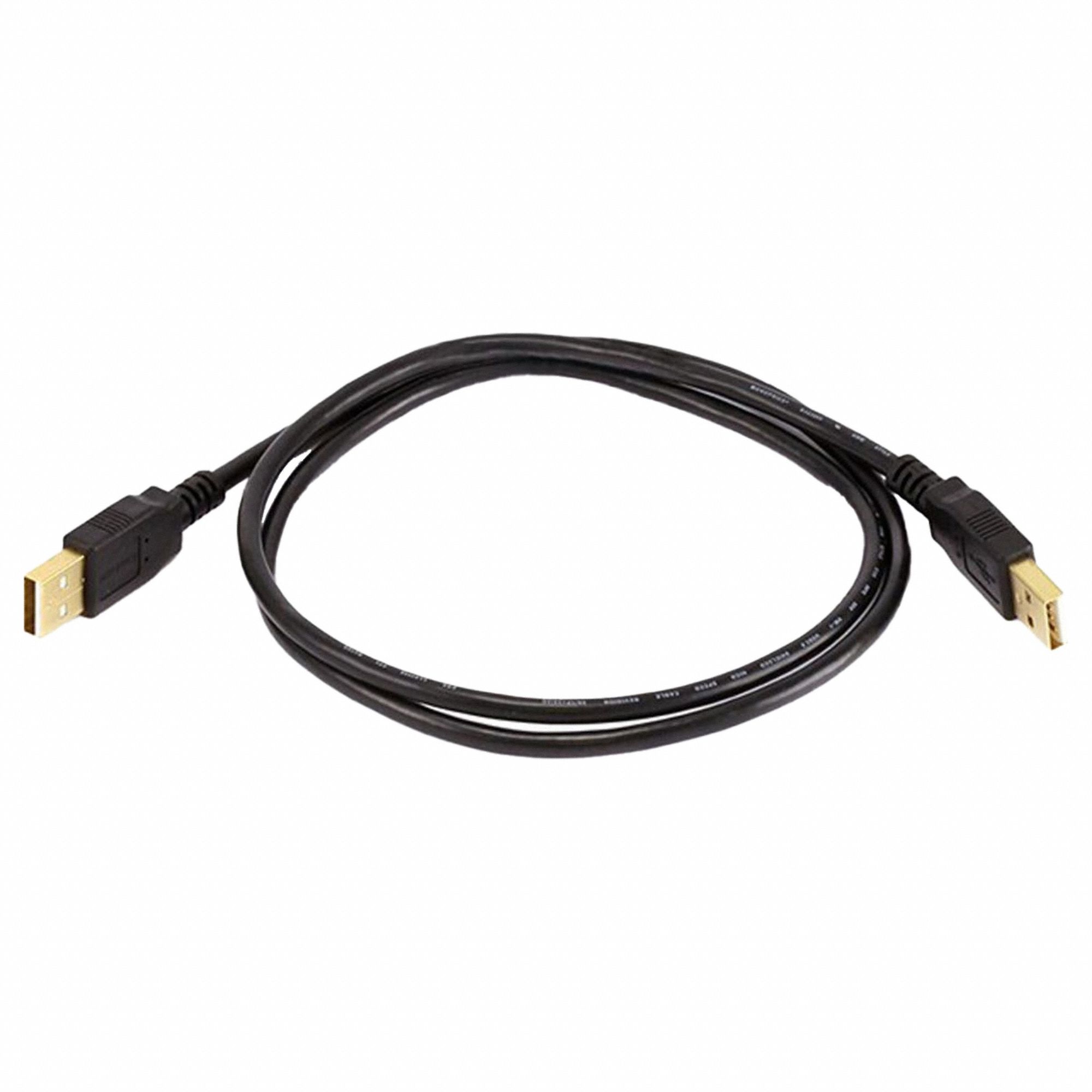 Standard USB Cable: Type A End 1, Type A End 2, Black, 36 in Lg, 2.0 USB Specification