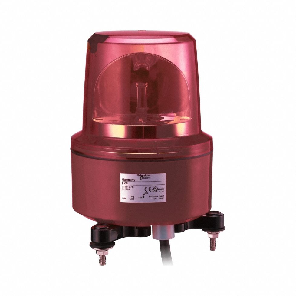 Beacon Light: Red, LED, 24V AC/DC, 5 1/8 in Overall Dia, 5 1/8 in Overall Ht