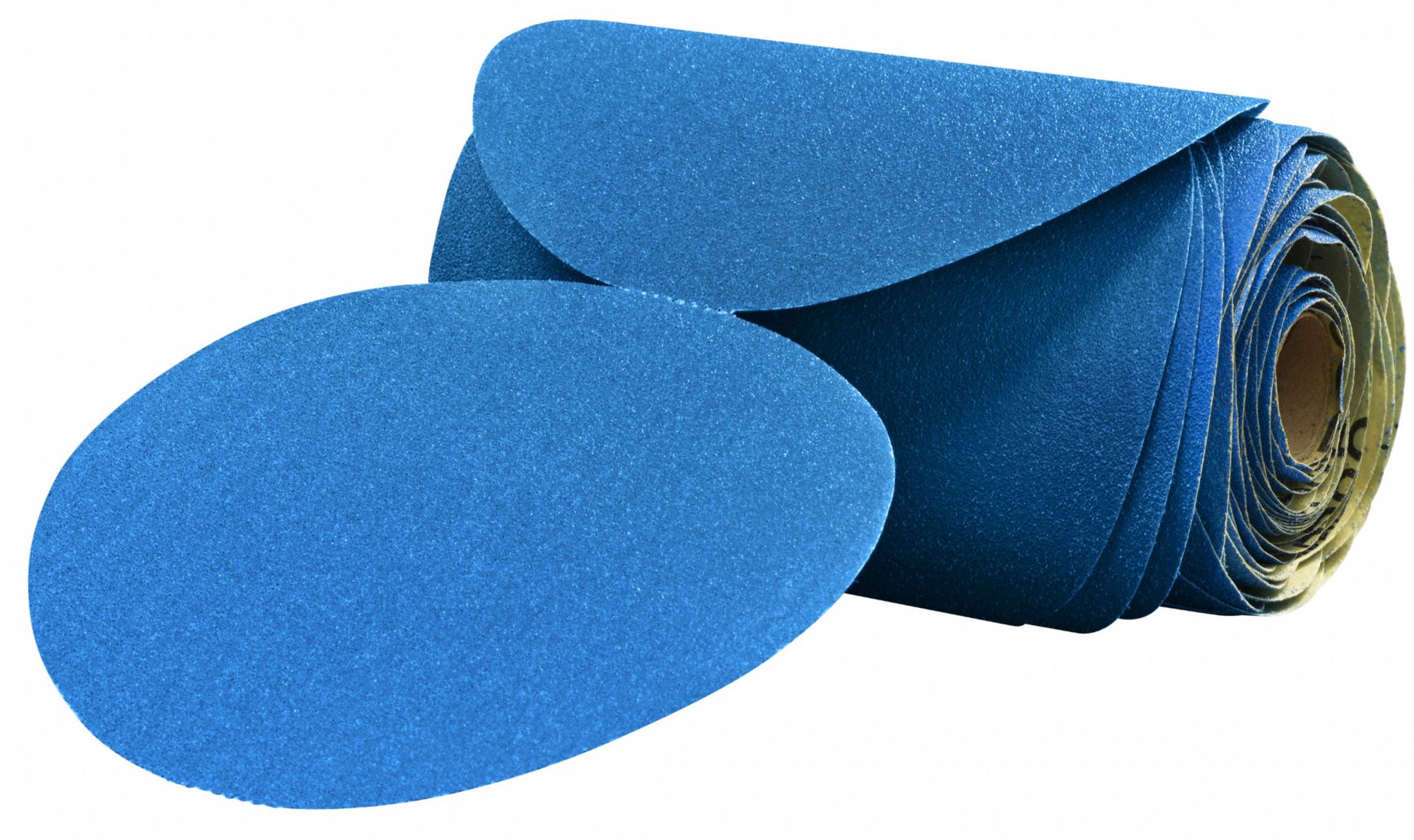 Blue Abrasive Disc Roll: 6 in Dia, Non-Vacuum, Ceramic, 220 Grit, B/C Wt Paper, 321U
