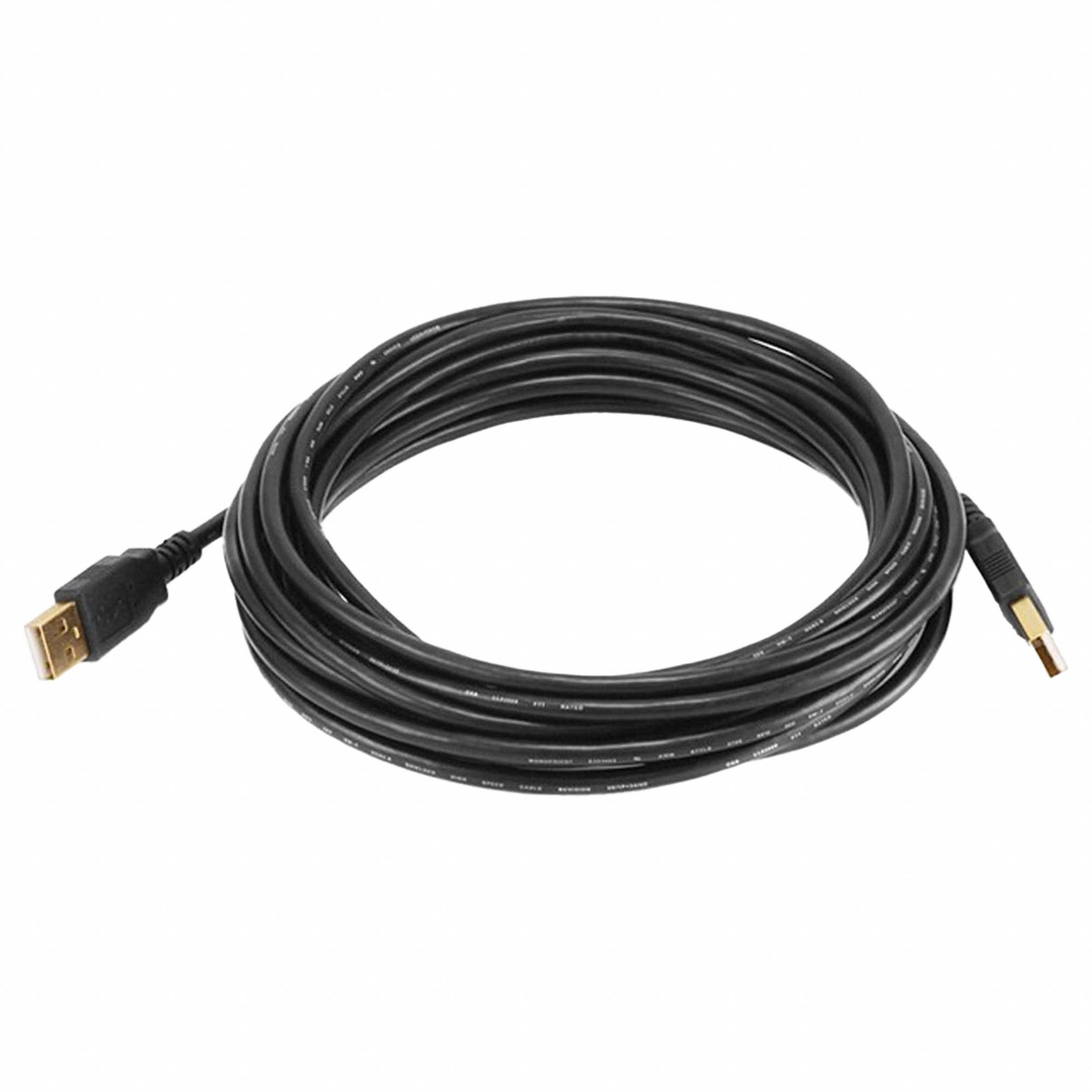 Standard USB Cable: Type A End 1, Type A End 2, Black, 15 ft Lg, 2.0 USB Specification