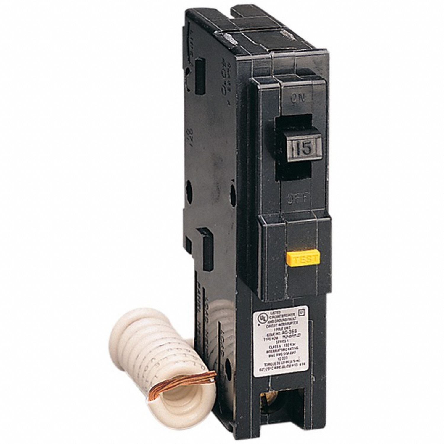 Miniature Circuit Breaker: 15 A, 120V AC, Single Phase, 10kA at 120V AC, 1 Poles