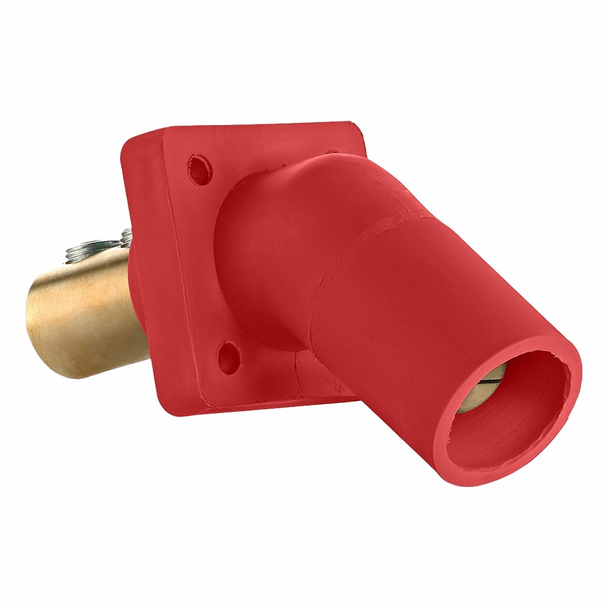 Single Pole Receptacle: For Female Connectors, 400 A, Angled, Red, Square, Threaded Mounting