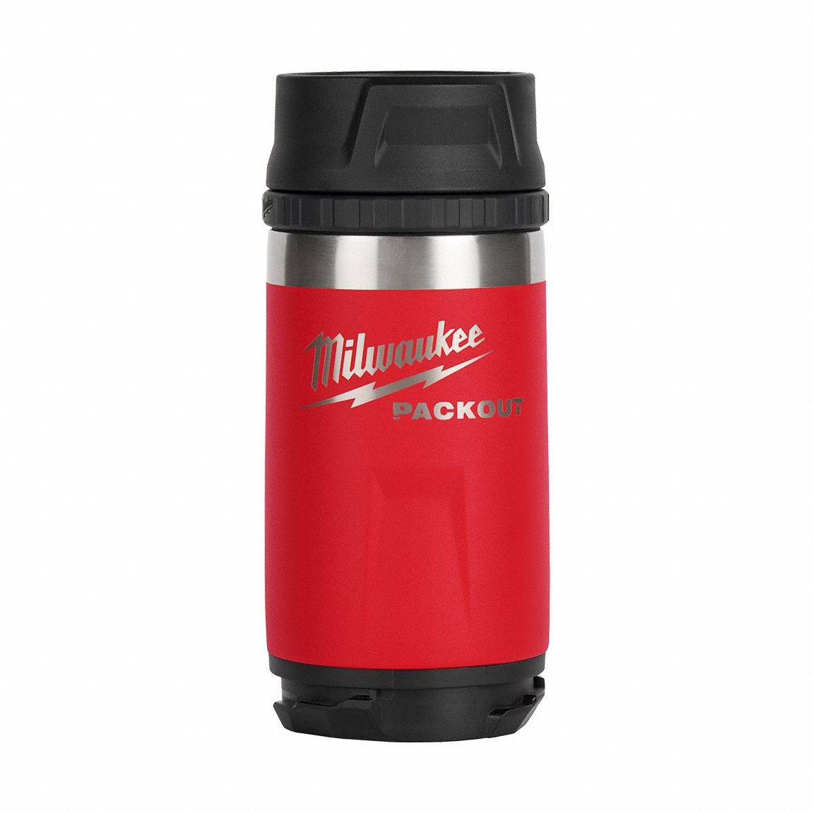 Insulated Bottle: 12 oz Capacity, Red, Stainless Steel, 7 in Overall Ht, Bottle