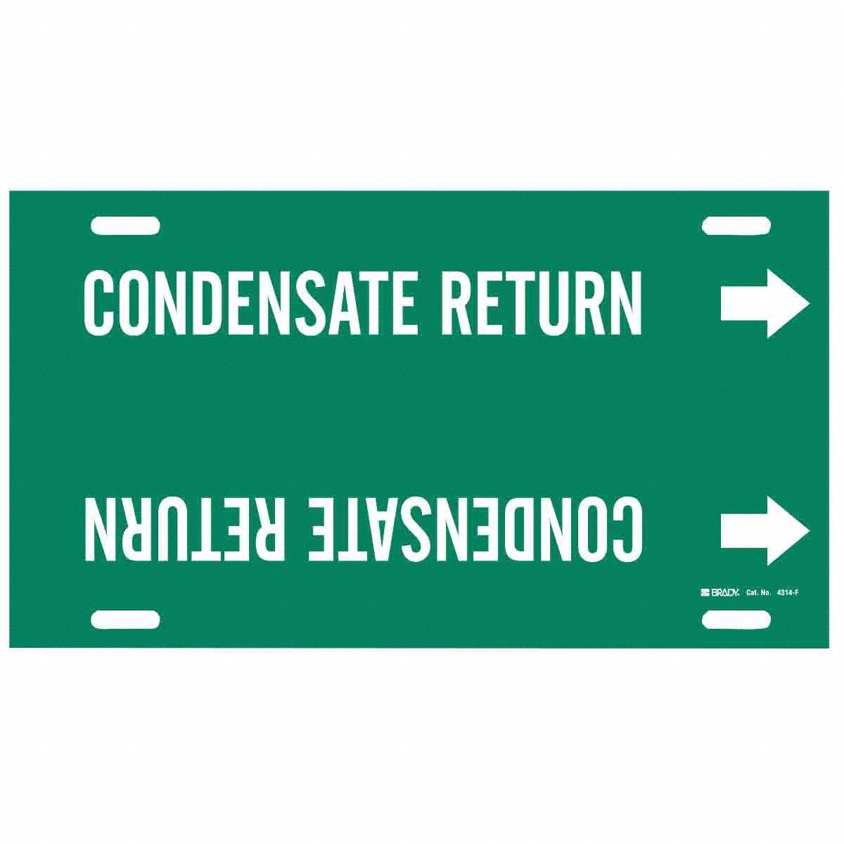 Pipe Marker: Condensate Return, Green, White, Fits 6 to 7 7/8 in Pipe O.D., 1 Pipe Markers