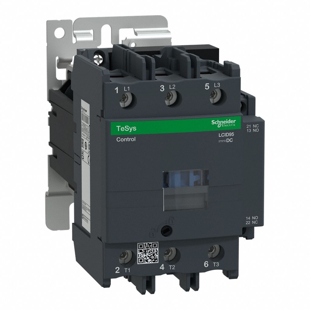 IEC Magnetic Contactor: Non-Reversing, 3 Poles, 3NO Contacts, 95 A, 24V DC Coil, 1NO/1NC