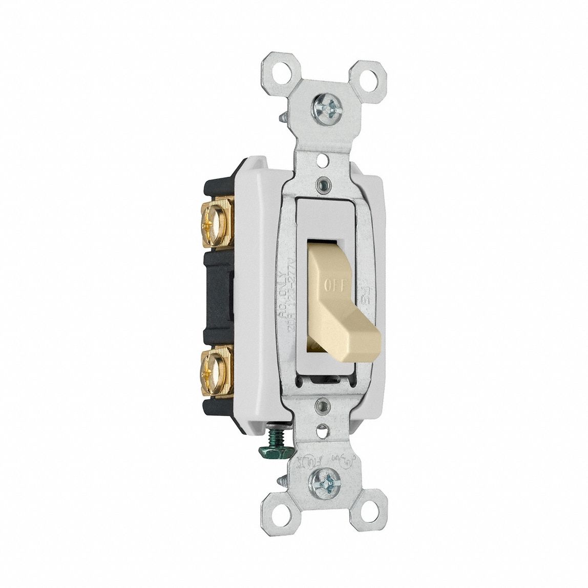 Wall Switch: Toggle Switch, Double Pole, Ivory, 20 A, 120/277V AC, Screw Terminals