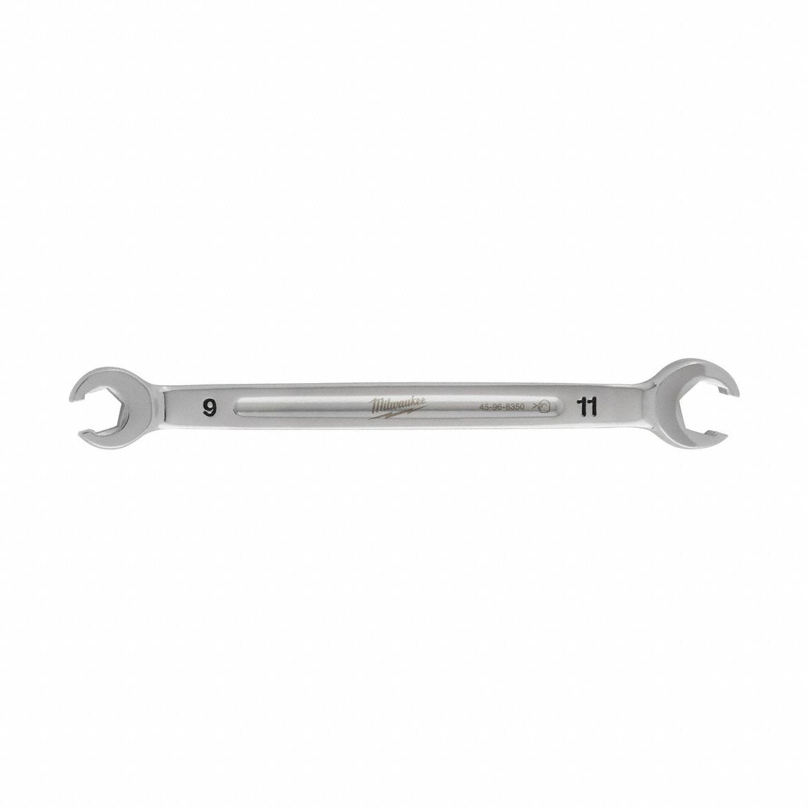 Flare Nut Wrench: Chrome Vanadium Steel, Chrome, 9 mm_11 mm Head Size