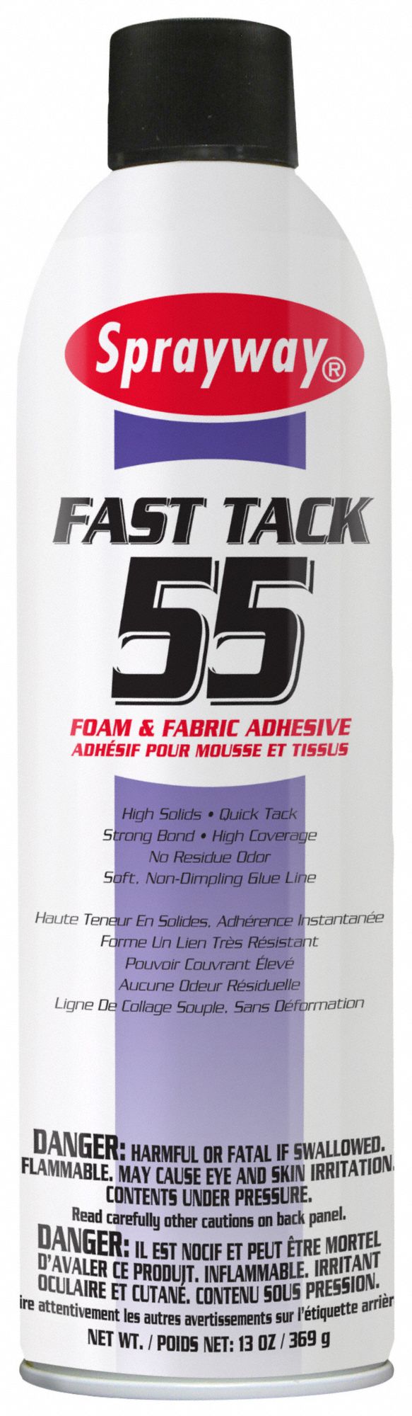 SPRAYWAY, Fast Tack 55, Fabrics/Foams, Spray Adhesive 21GR33SW055 Grainger