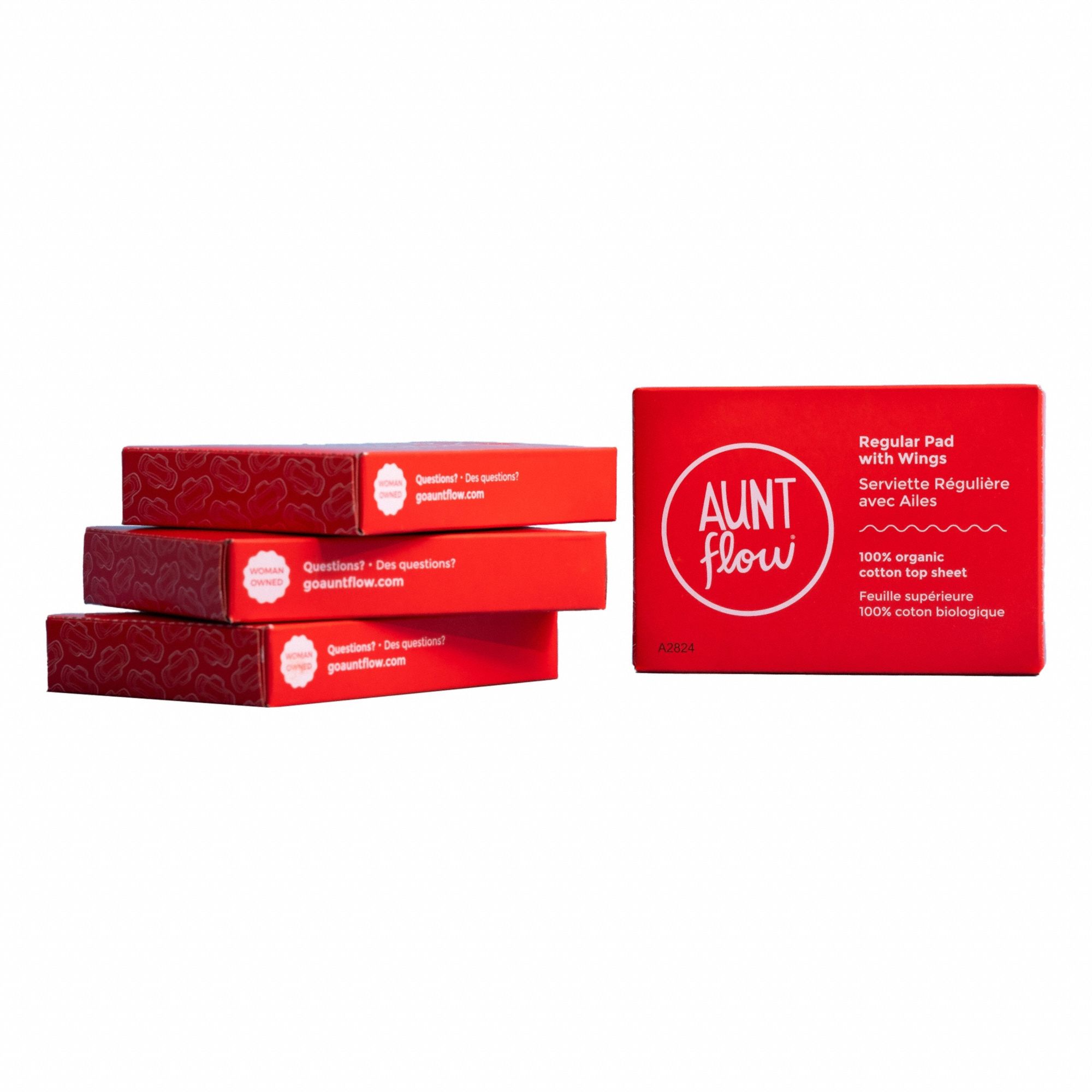 Sanitary Napkin with Wings: Regular, Cotton, Vendible, 4 1/4 in Lg, 3 in Wd, 250 PK