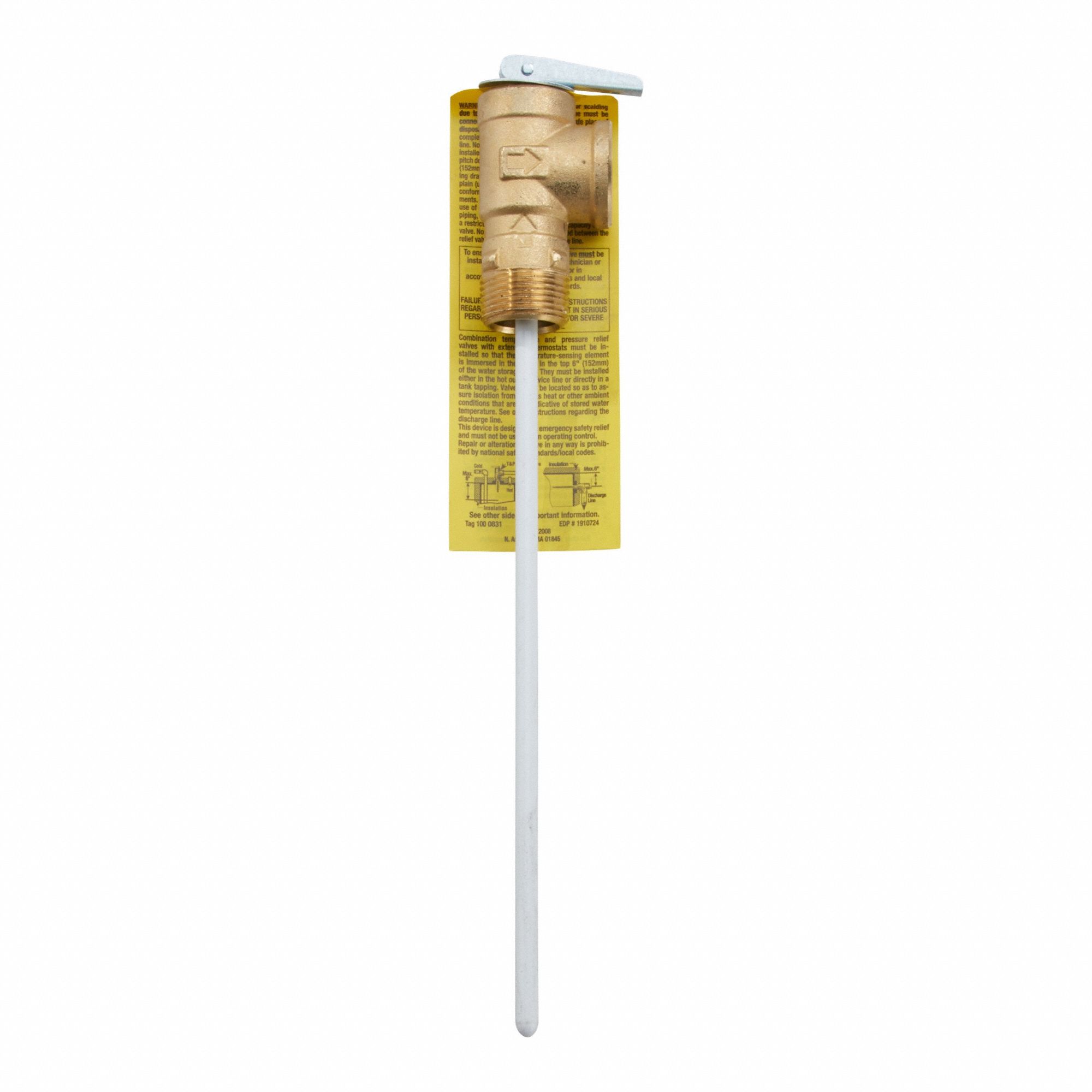 Temperature and Pressure Relief Valve: MNPT x FNPT, 3/4 in x 3/4 in Connection Size, Brass