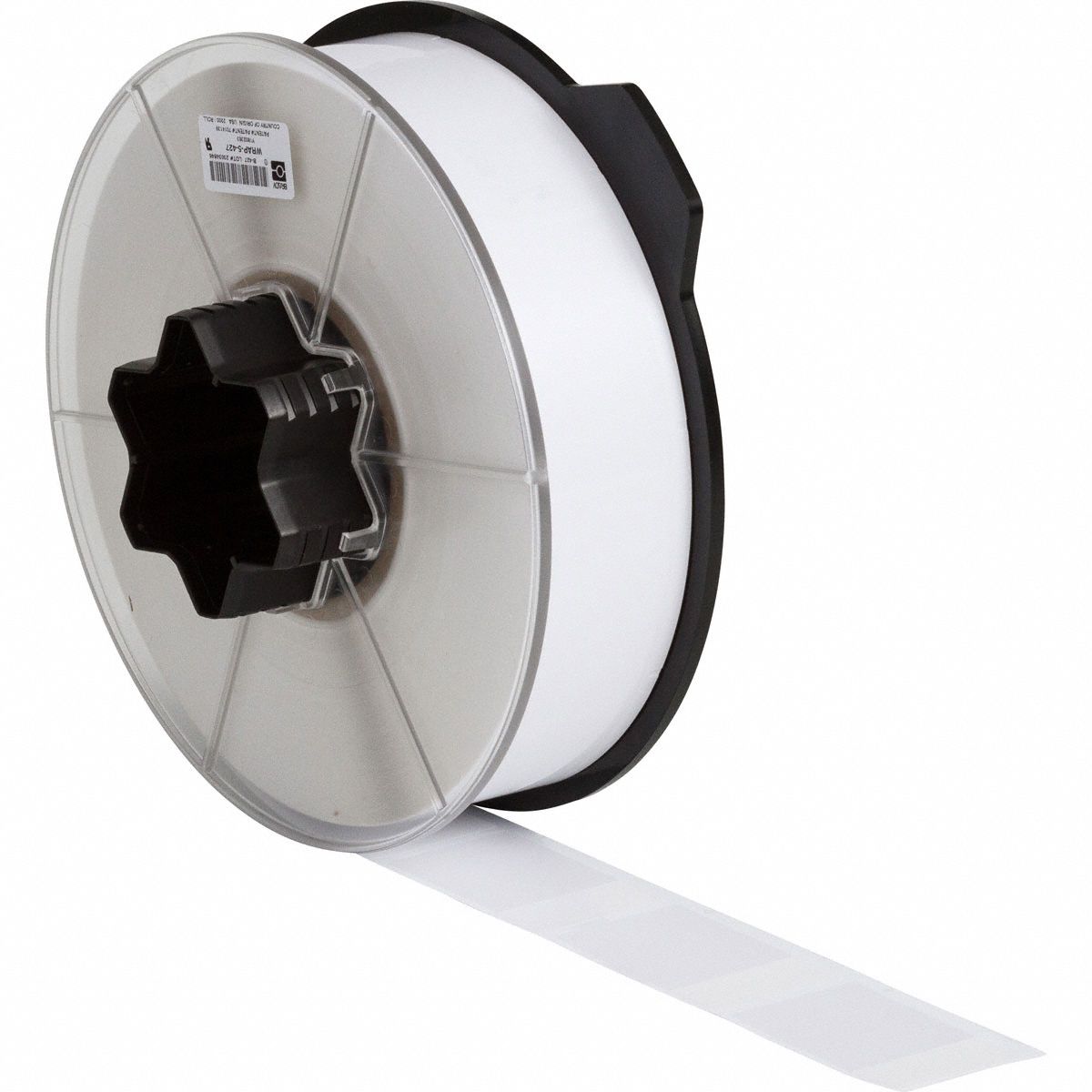 Wraparound Label: 2 1/2 in x 1 1/2 in, Vinyl, Black on White, For 4 AWG to 0 AWG Wire Gauge