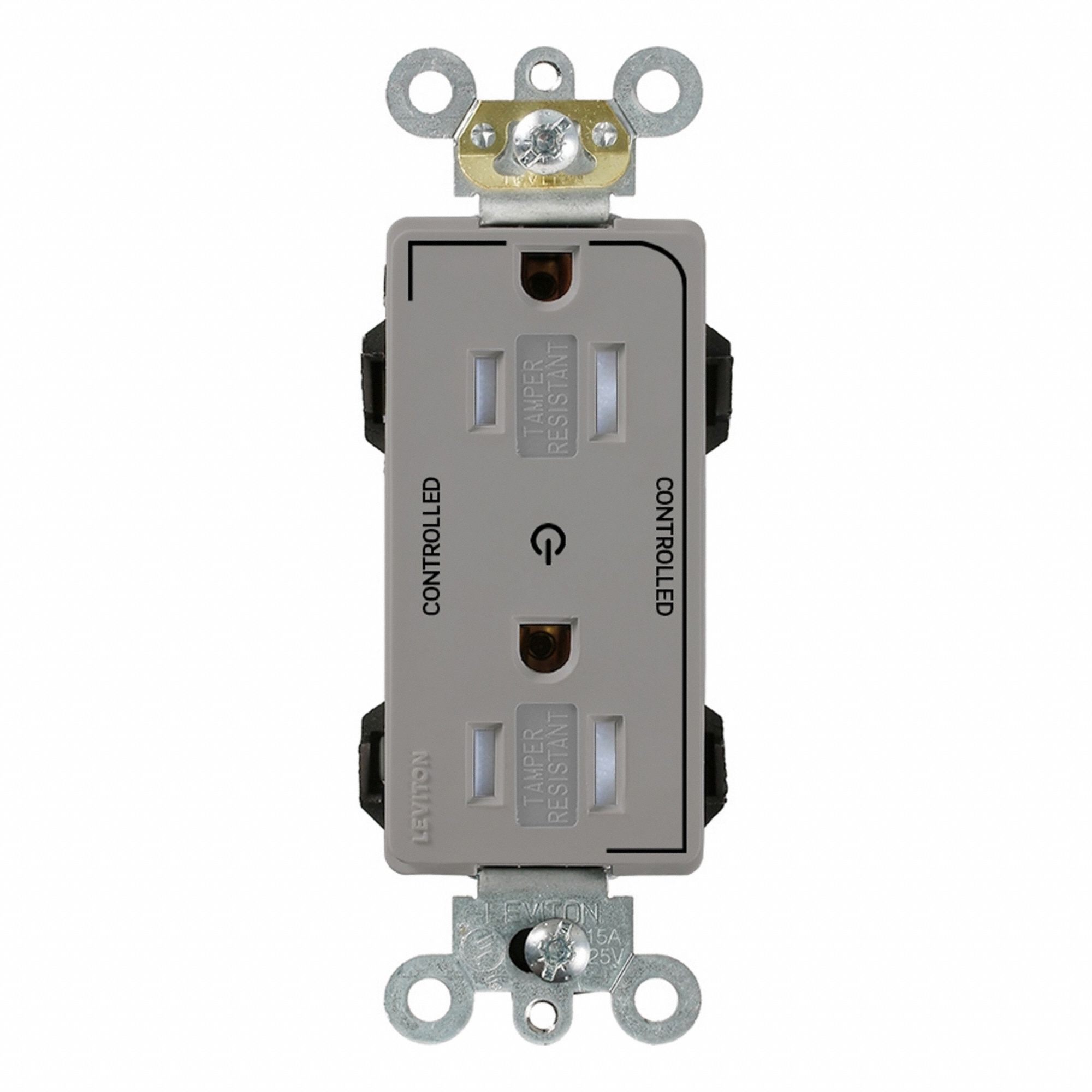Lev-Lok DPl Rec 15A 125V TR 2MCtrl Gry