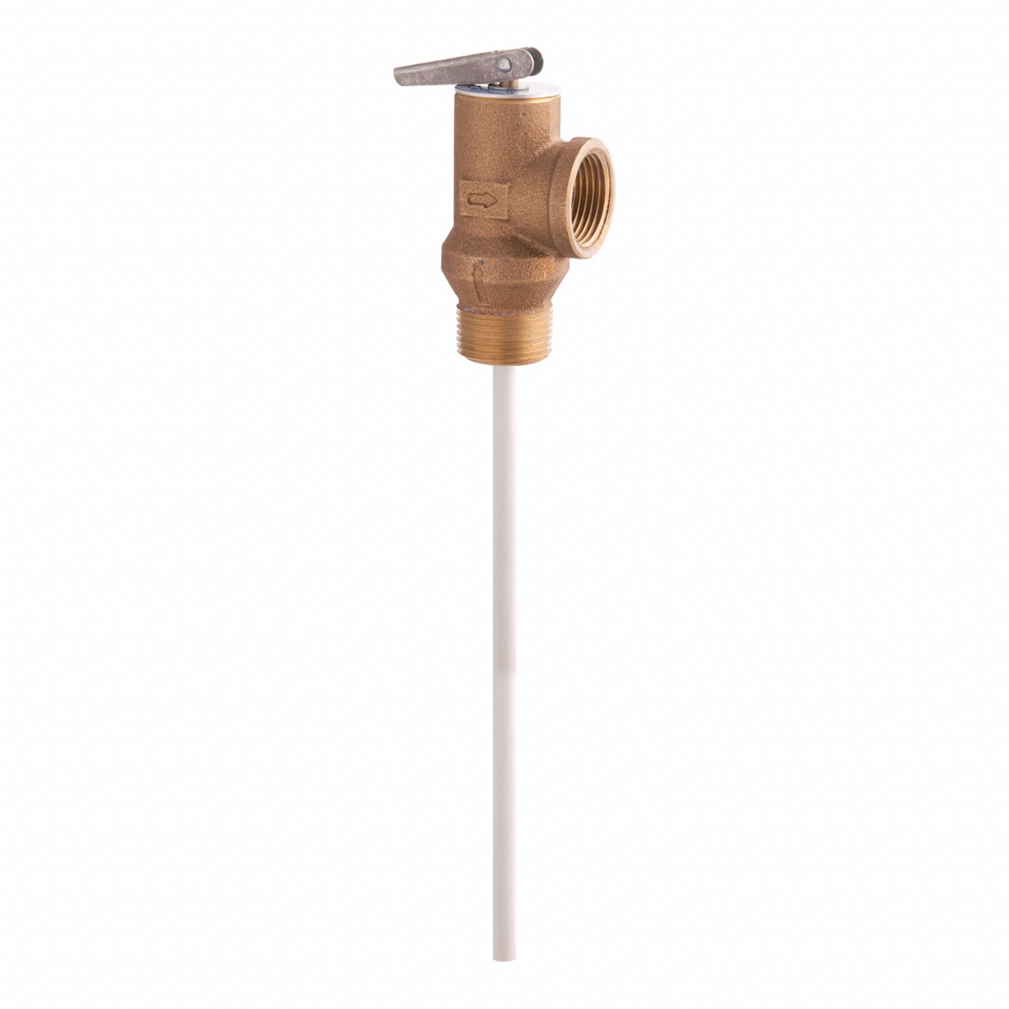 Pressure Relief Valve: MNPT x FNPT, 3/4 in x 1/2 in, Brass, 175 psi Max. Op Pressure, 180°F