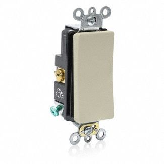 Wall Switch: Rocker Switch, Single Pole, Ivory, 20 A, 120/277V AC, Screw Terminals