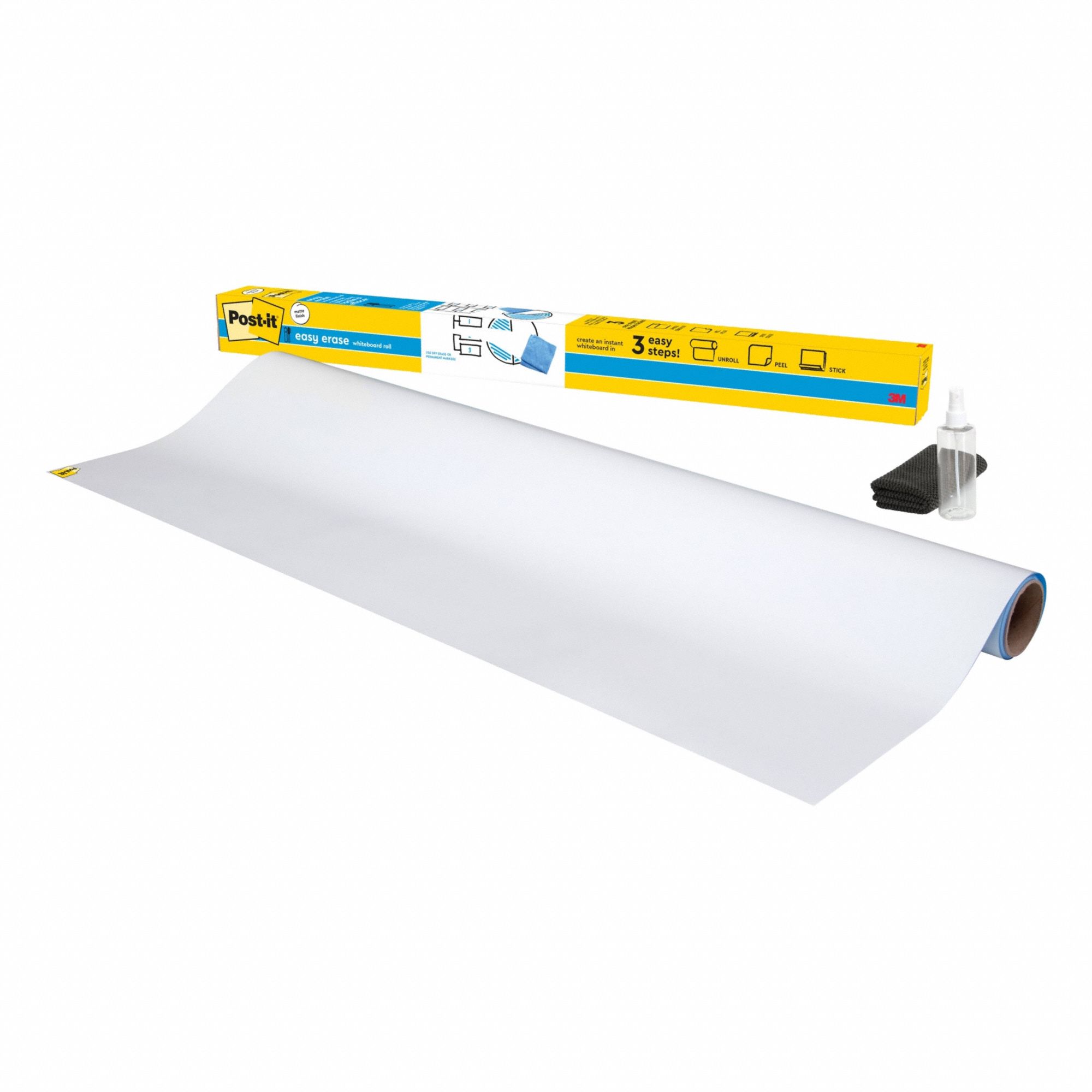 Dry Erase Sheet: 1 Sheets per Roll, 4 ft Overall Ht, 3 ft Overall Wd, Self-Sticking, Plastic
